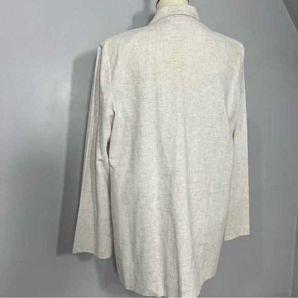 Vintage Linen Blazer Jacket Longline Jacket Neutral Spring Top Lightweight Layer - Picture 4 of 9
